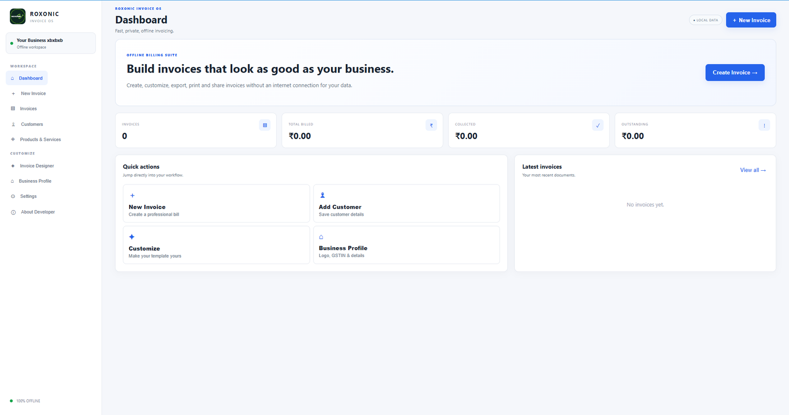 Roxonic Invoice Software screenshot